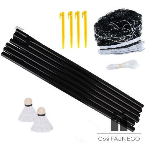 Zestaw do badmintona dla 4 osób + 2 lotki + słupki, 0