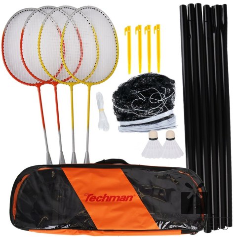 Zestaw do badmintona dla 4 osób + 2 lotki + słupki, 0