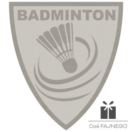 Emblemat samoprzylepny / Badminton / Srebrny / 40x45 mm