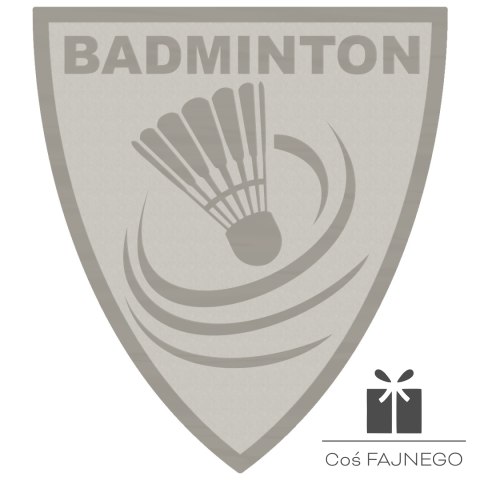 Emblemat samoprzylepny / Badminton / Srebrny / 40x45 mm