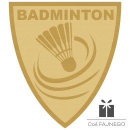 Emblemat samoprzylepny / Badminton / Złoty / 40x45 mm