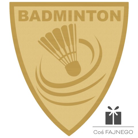 Emblemat samoprzylepny / Badminton / Złoty / 40x45 mm