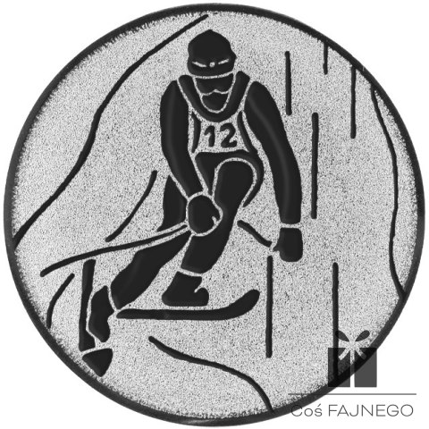 Emblemat samoprzylepny / Narciarstwo / Srebrny / 25 mm