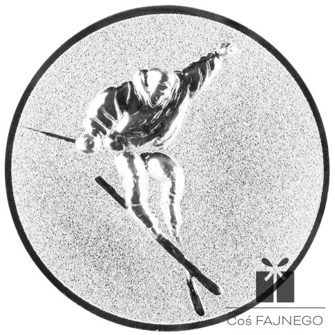 Emblemat samoprzylepny / Narciarstwo / Srebrny / 25 mm