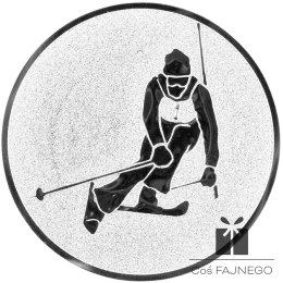 Emblemat samoprzylepny / Narciarstwo / Srebrny / 50 mm