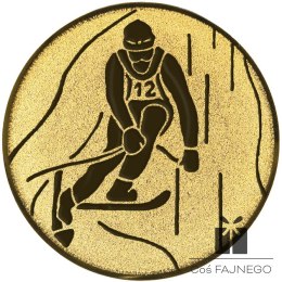 Emblemat samoprzylepny / Narciarstwo / Złoty / 25 mm
