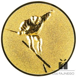 Emblemat samoprzylepny / Narciarstwo / Złoty / 25 mm