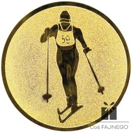 Emblemat samoprzylepny / Narciarstwo / Złoty / 50 mm