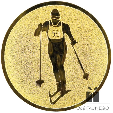 Emblemat samoprzylepny / Narciarstwo / Złoty / 50 mm