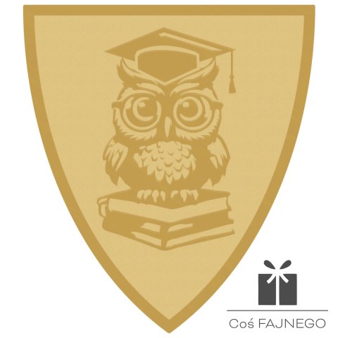 Emblemat samoprzylepny / Nauka / Złoty / 40x45 mm