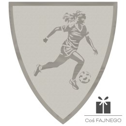 Emblemat samoprzylepny / Piłka nożna kobiety / Srebrny / 40x45 mm