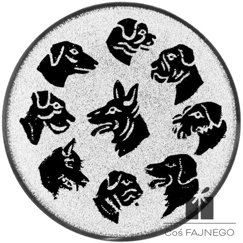 Emblemat samoprzylepny / Psy / Srebrny / 25 mm