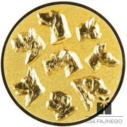 Emblemat samoprzylepny / Psy / Złoty / 25 mm