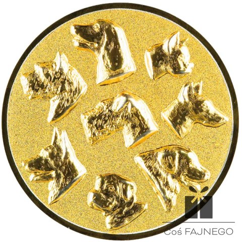 Emblemat samoprzylepny / Psy / Złoty / 25 mm
