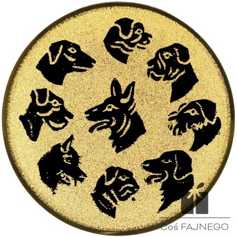 Emblemat samoprzylepny / Psy / Złoty / 50 mm