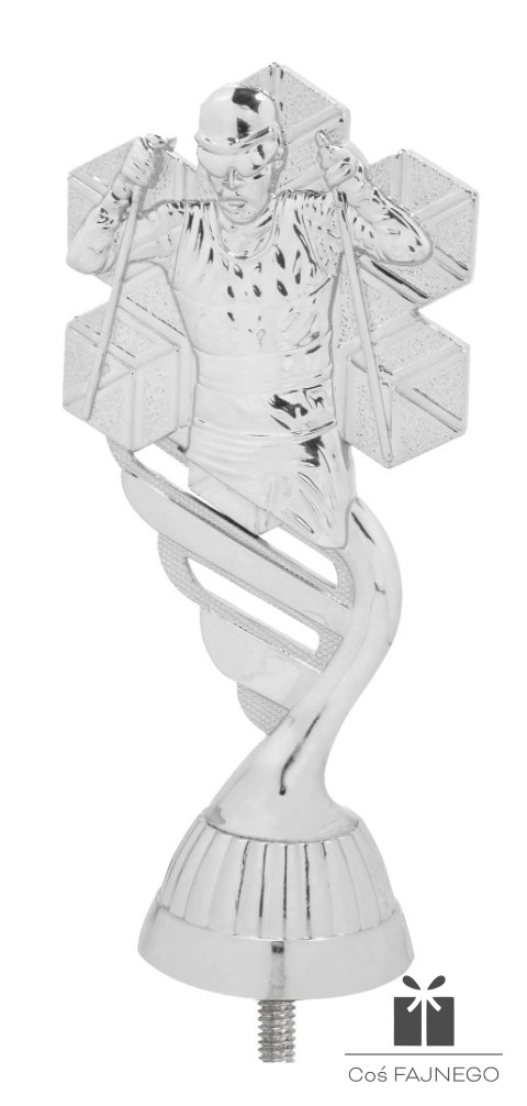 Figurka / Narciarstwo / Srebrny / 60x130 mm
